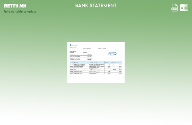 модерен стил Грузија ТБЦ извод од сметката на банката Шаблон за Word и PDF